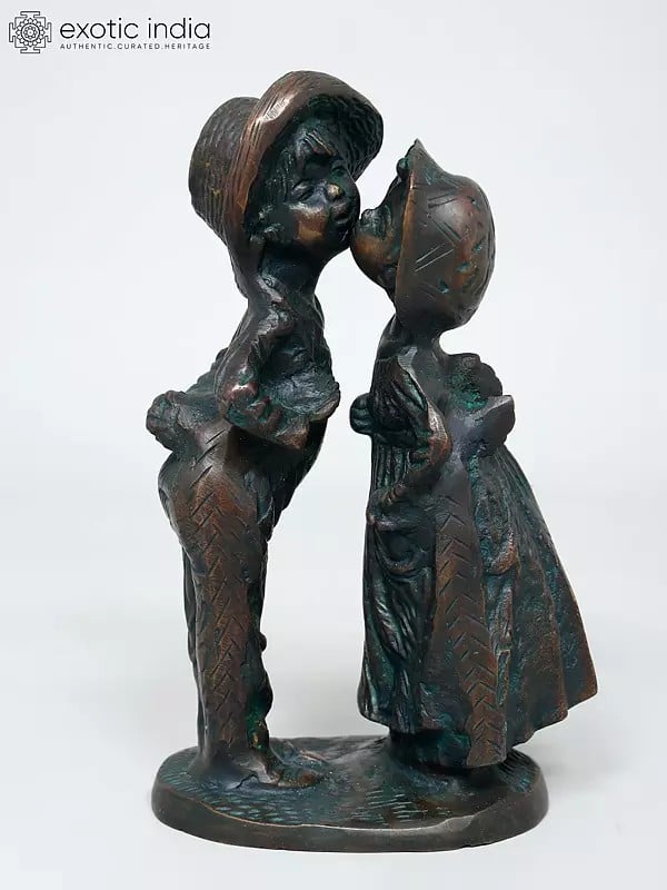 exotic india 9" Cute Couple | Brass Statue | Table Decor 