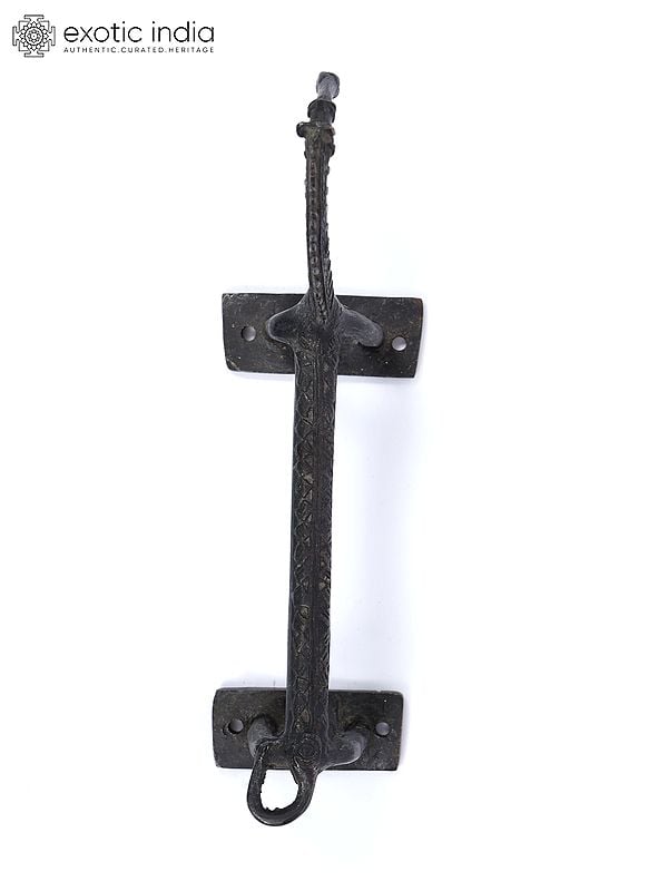 Exotic India 9" Designer Giraffe Vintage Door Handle In Brass 