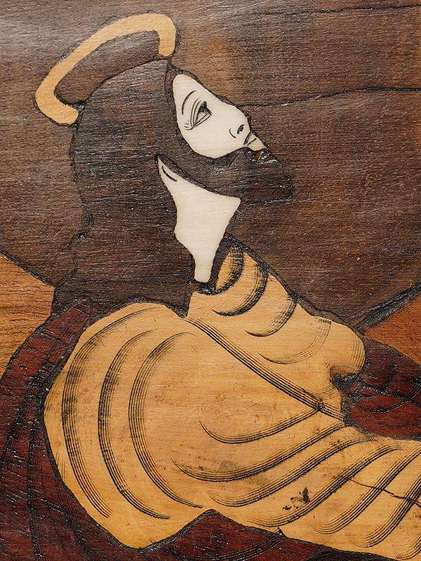 Exotic India 9" Jesus Sitting In The Moonlight | Rosewood Panel With Inlay Work 