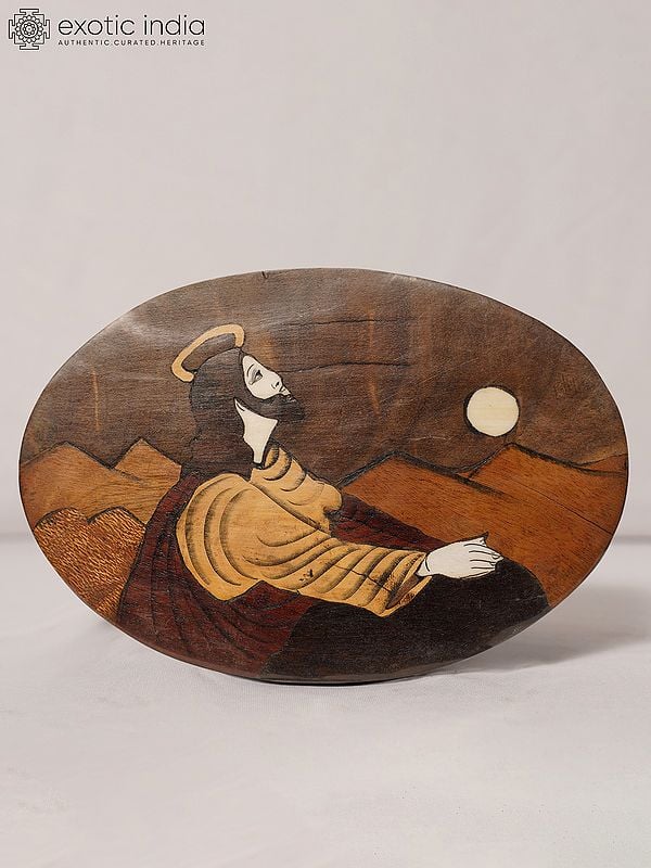 exotic india 9" Jesus Sitting In The Moonlight | Rosewood Panel With Inlay Work 