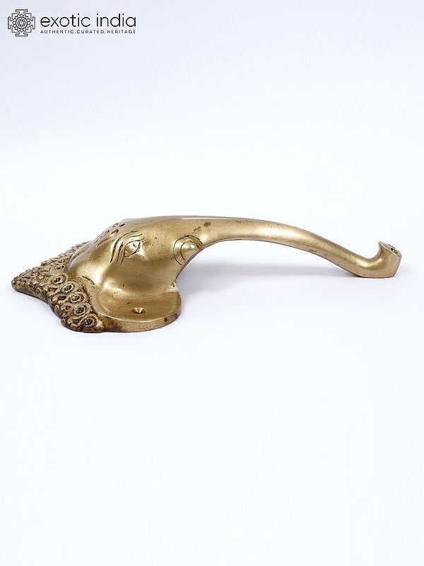 Exotic India 9" Lord Ganesha Face Door Handle In Brass 