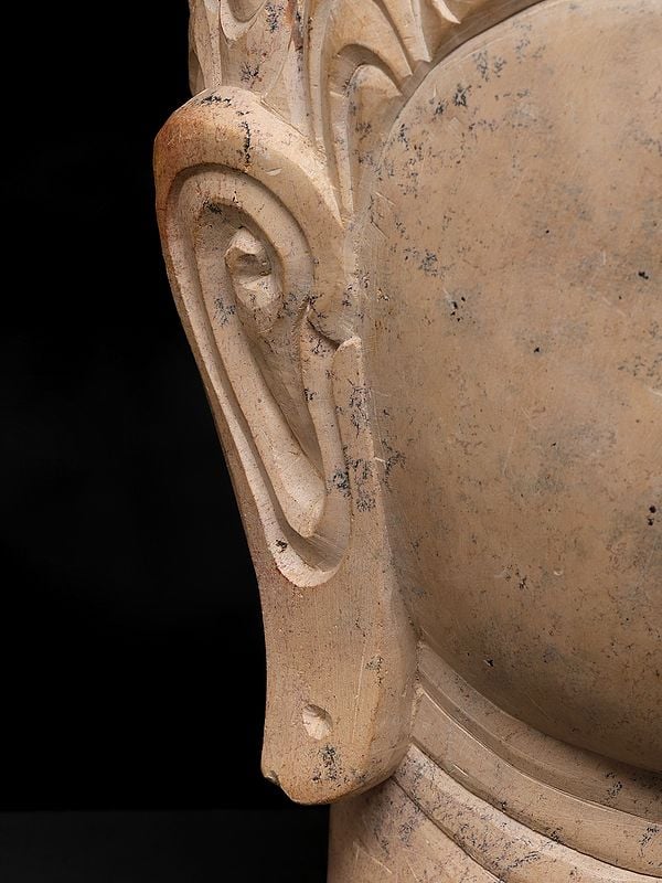 Exotic India 9" Meditating Buddha Head | Sand Stone Statue | Made In Orissa 
