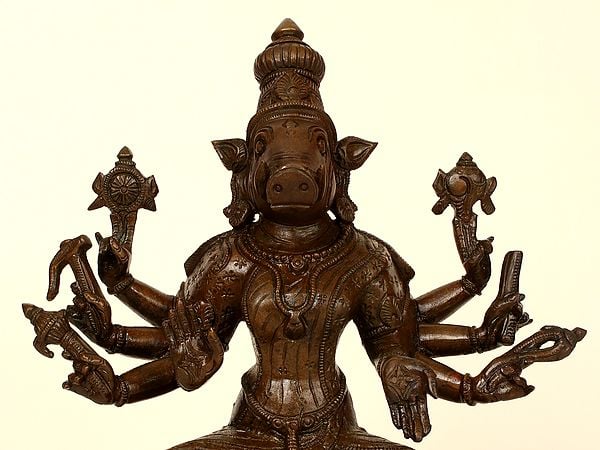 Exotic India 9" Monotone Devi Varahi | Handmade | Madhuchista Vidhana (Lost-Wax) | Panchaloha Bronze From Swamimalai 