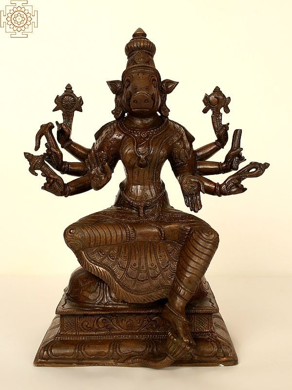 exotic india 9" Monotone Devi Varahi | Handmade | Madhuchista Vidhana (Lost-Wax) | Panchaloha Bronze from Swamimalai 