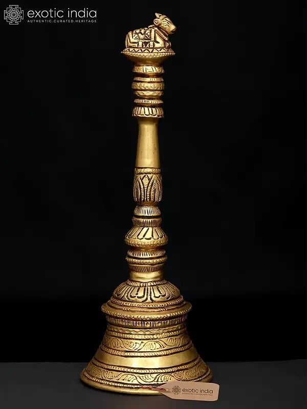 exotic india 9" Nandi Bell in Brass | Handmade | Made In India 