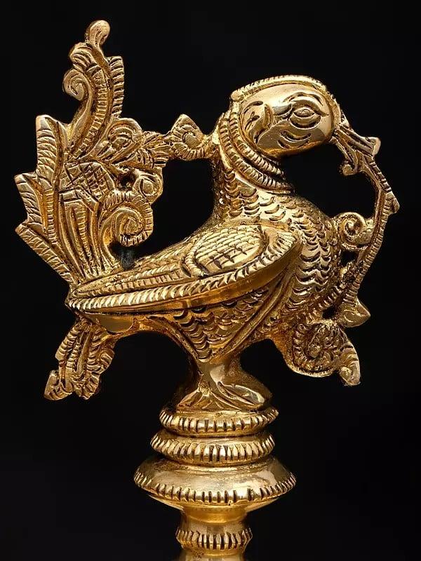 Exotic India 9" Peacock Lamp In Brass | Handmade | Made In India 