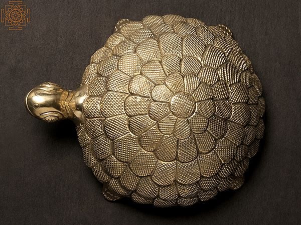 Exotic India 9" Protective Spherical Shell Brass Tortoise 