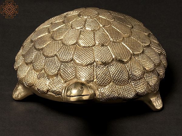 Exotic India 9" Protective Spherical Shell Brass Tortoise 