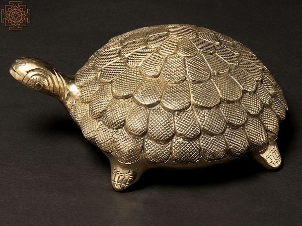 Exotic India 9" Protective Spherical Shell Brass Tortoise 