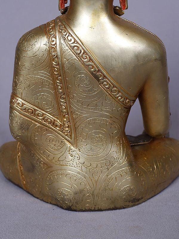 Exotic India 9" Seated Tibetan Buddhist Healing Buddha Crystal Statue From Nepal 