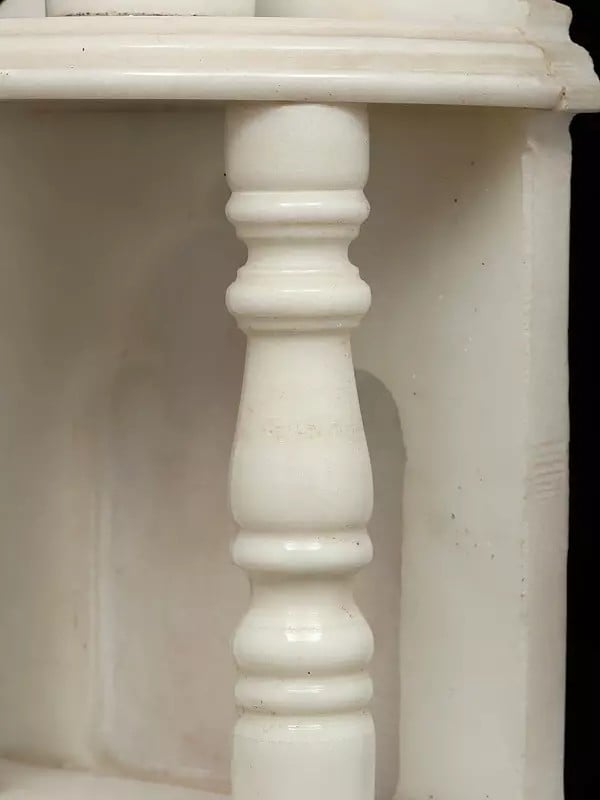 Exotic India 9" Small White Marble Temple | Wall Hanging 
