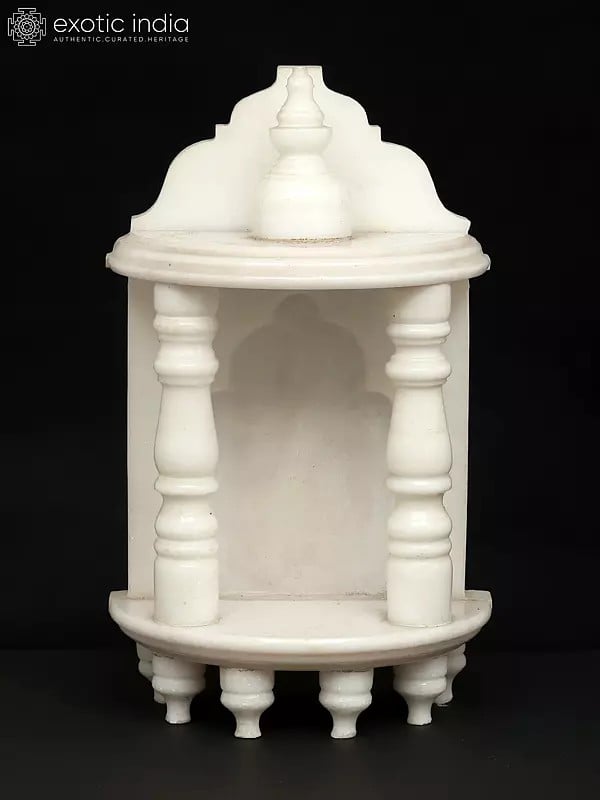 exotic india 9" Small White Marble Temple | Wall Hanging 