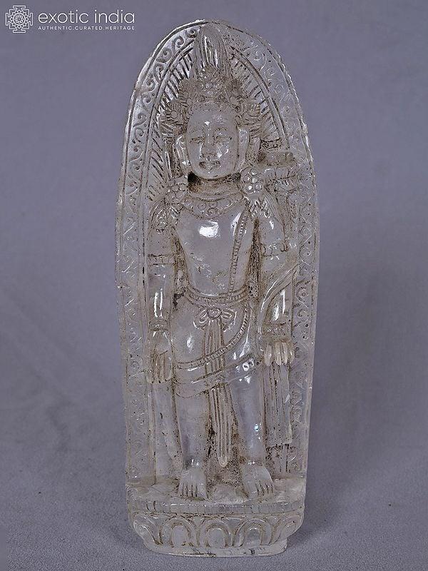 exotic india 9" Standing Crystal Lord Lokeshvara Statue From Nepal 