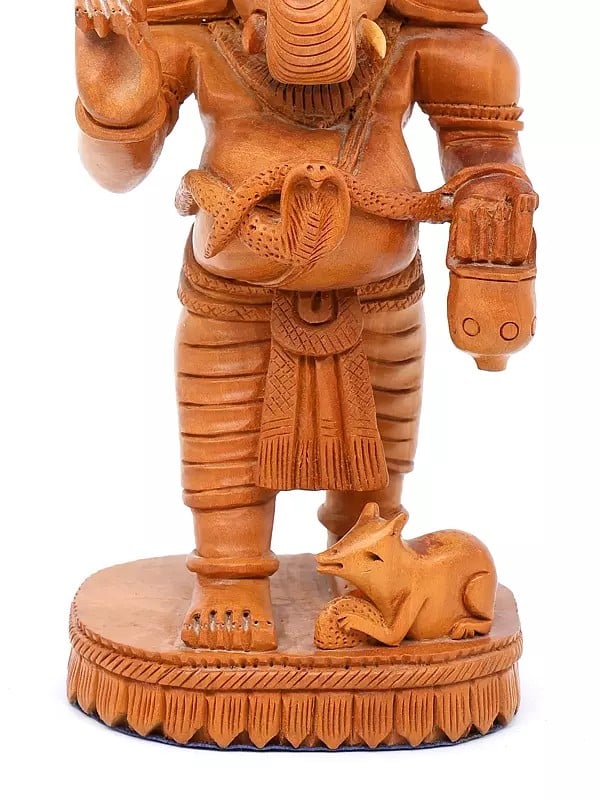 Exotic India 9" Standing Ganesha | Shivani Wood Statue 