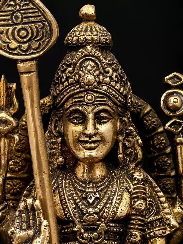 Exotic India 9" Standing Lord Murugan (Karttikeya) In Blessing Gesture | Brass Statue 