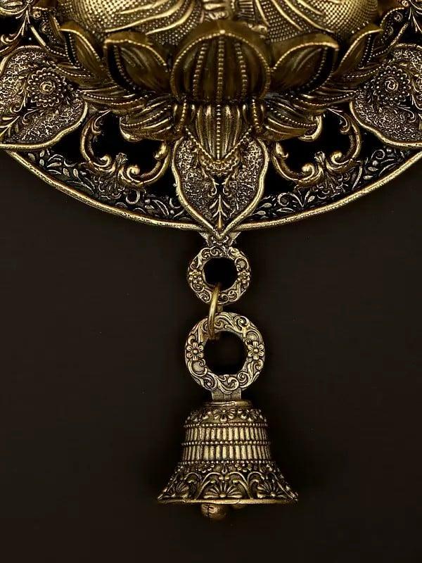 Exotic India 9" Superfine Lord Ganesha Bell | Wall Hanging Brass Statue 