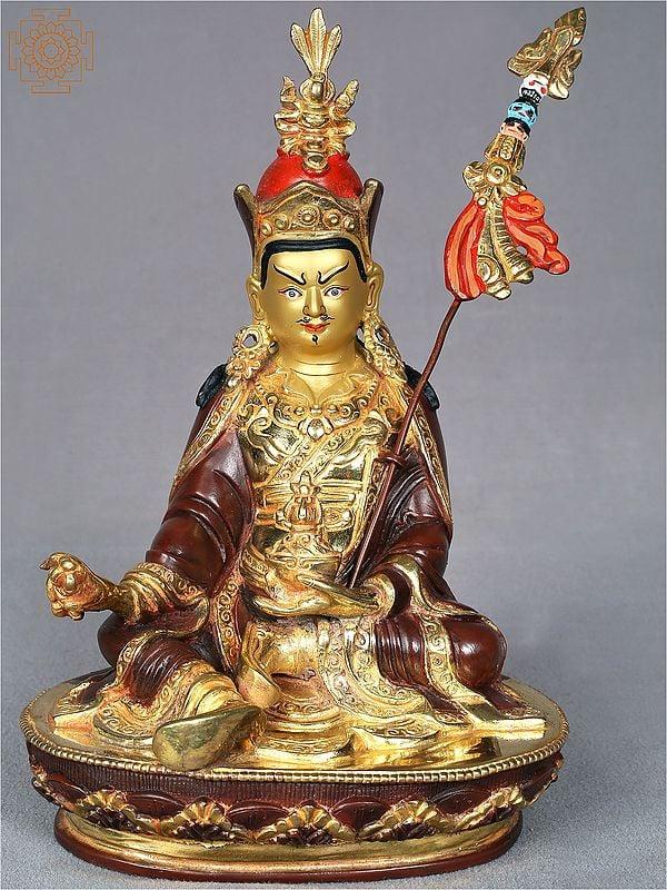 exotic india 9" Tibetan Buddhist Deity Guru Padmasambhava Idol Seated on Pedestal 