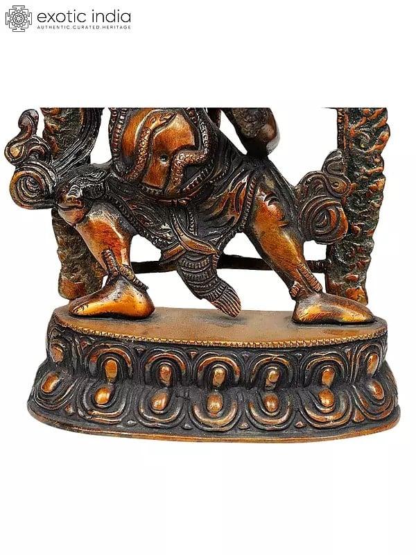 Exotic India 9" Tibetan Buddhist Deity Vajrapani With Agni Prabhavali In Brass | Handmade | Made In India 