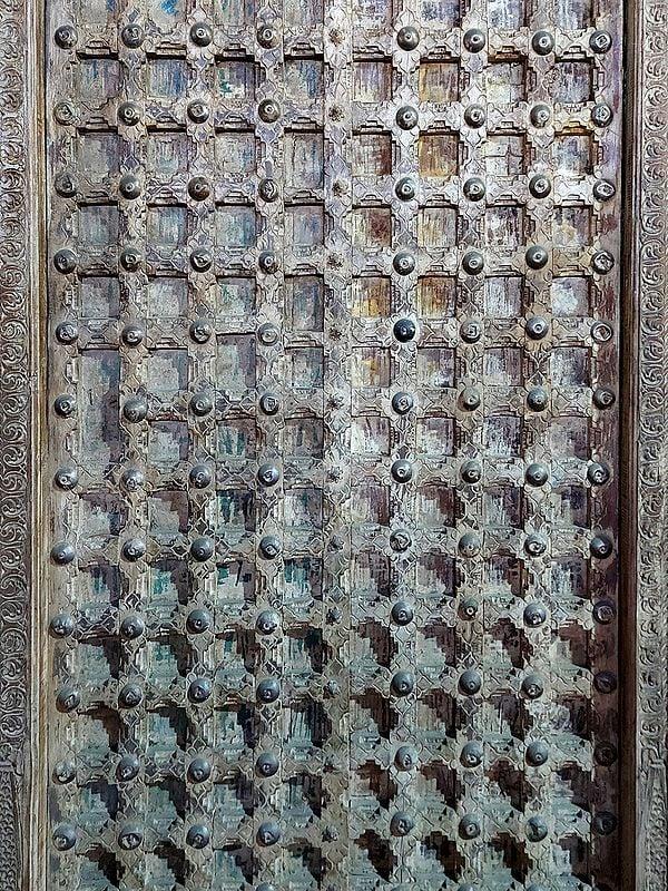 Exotic India 90" Large Indian Style Forged Wood Door | Traditional Door
