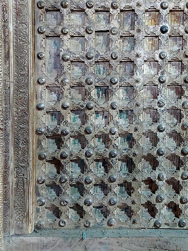 Exotic India 90" Large Indian Style Forged Wood Door | Traditional Door