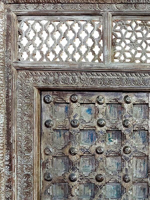 Exotic India 90" Large Indian Style Forged Wood Door | Traditional Door