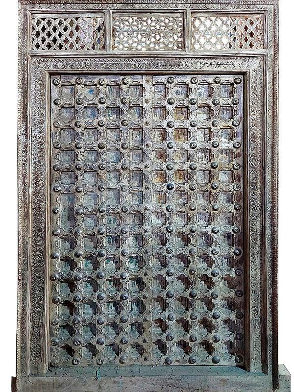 exotic india 90" Large Indian Style Forged Wood Door | Traditional Door 