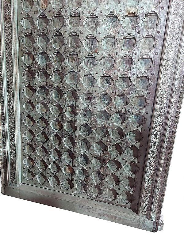 Exotic India 90" Large Traditional Design Handmade Wood Door 