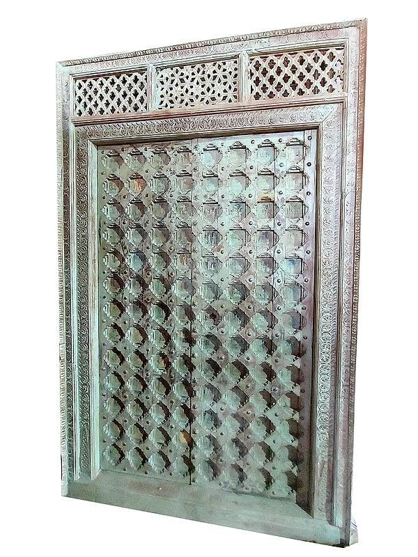 exotic india 90" Large Traditional Design Handmade Wood Door 