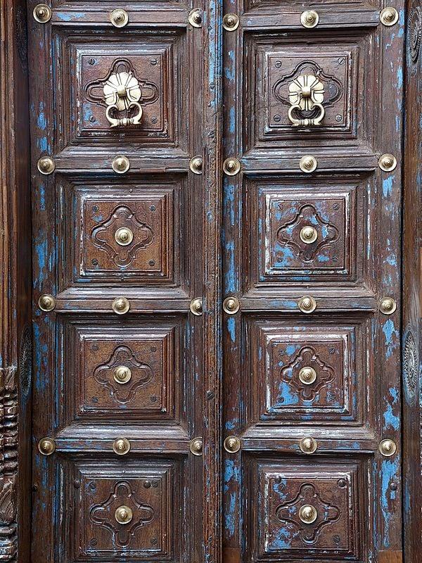 Exotic India 90" Large Vintage Indian Door | Home Temple Decor 