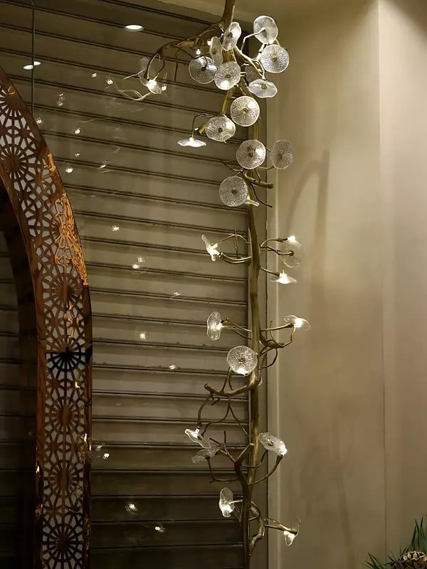 exotic india 92" Brass Attractive Roof Lamp Of Tree Branches