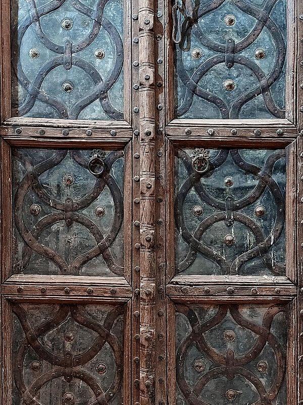 Exotic India 93" Large Traditional Door With Alphabetic Om 