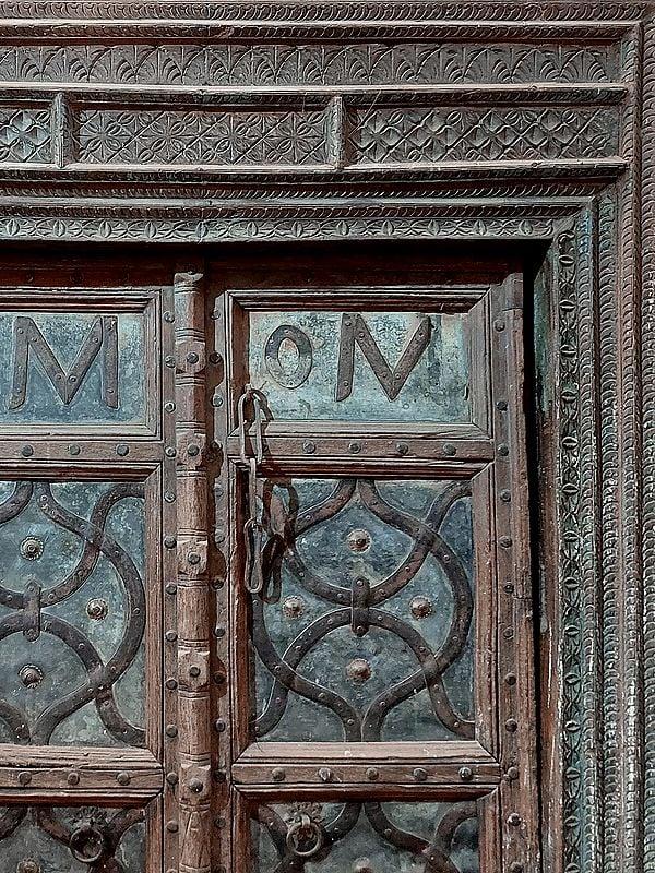 Exotic India 93" Large Traditional Door With Alphabetic Om 