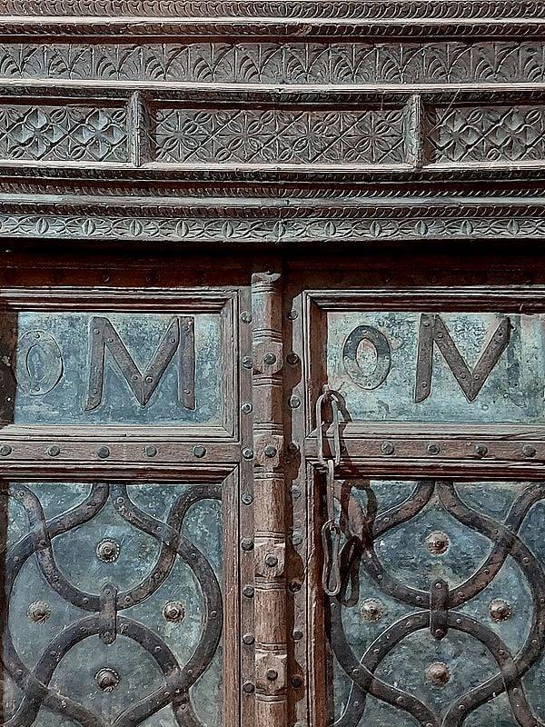 Exotic India 93" Large Traditional Door With Alphabetic Om 