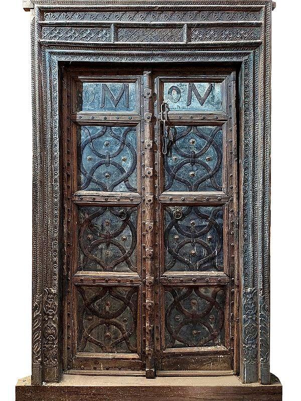 exotic india 93" Large Traditional Door With Alphabetic Om 