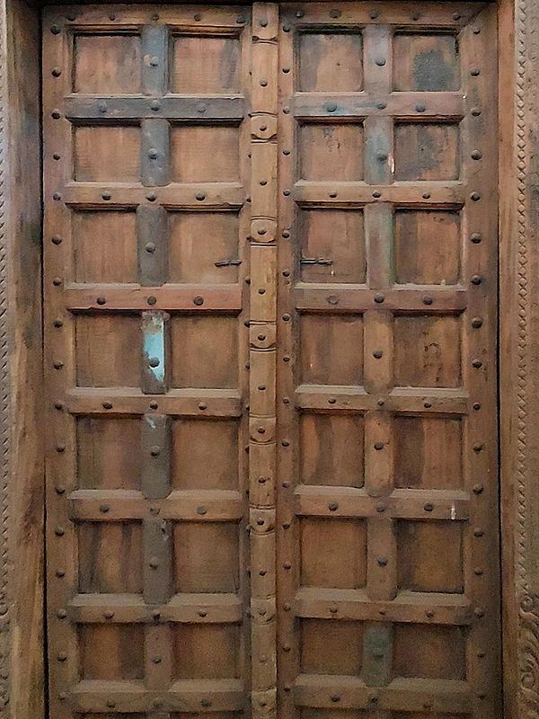 Exotic India 96" Large Hand Carved Wood Door | Designer Door 