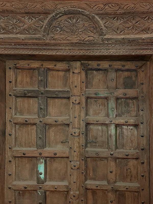 Exotic India 96" Large Hand Carved Wood Door | Designer Door 