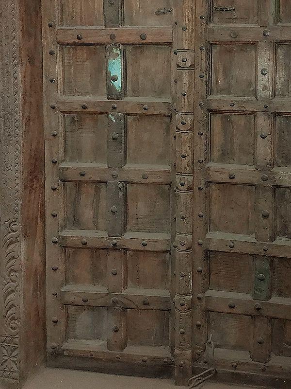 Exotic India 96" Large Hand Carved Wood Door | Designer Door 