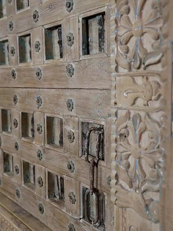 Exotic India 96" Large Vintage Indian Door With Frame 