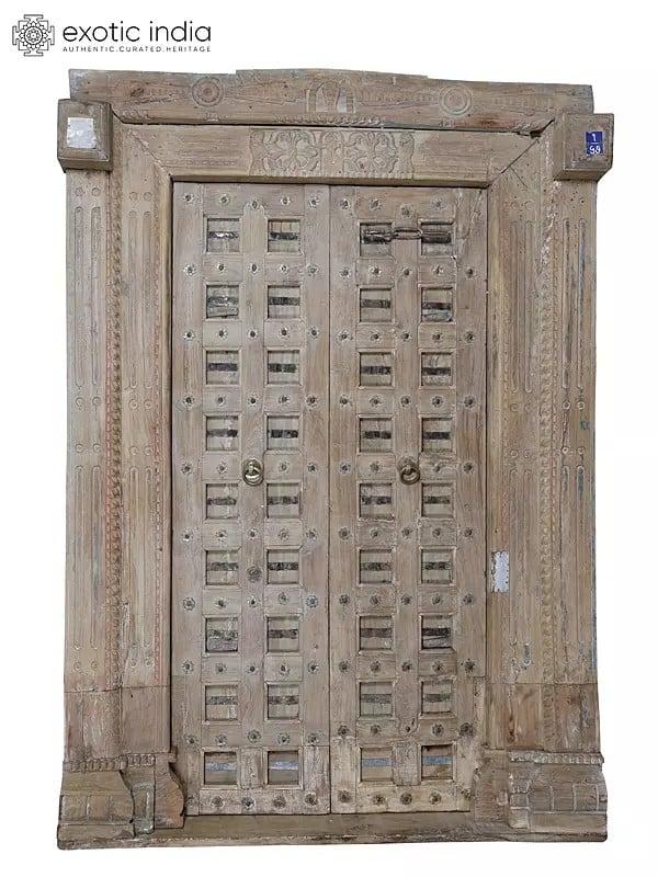 exotic india 96" Large Vintage Indian Door with Frame 