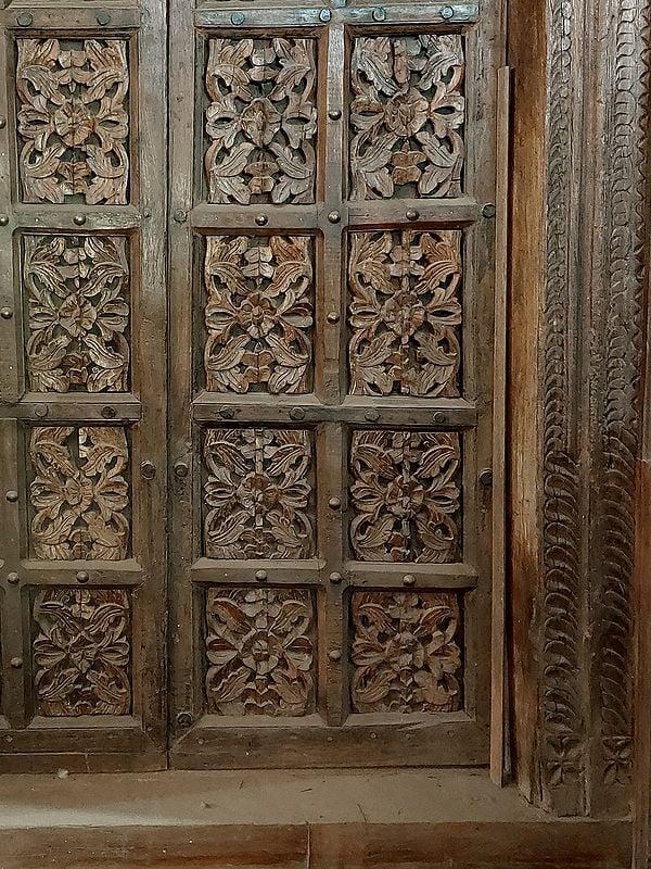 Exotic India 98" Large Indian Wood Door | From Rajasthan 