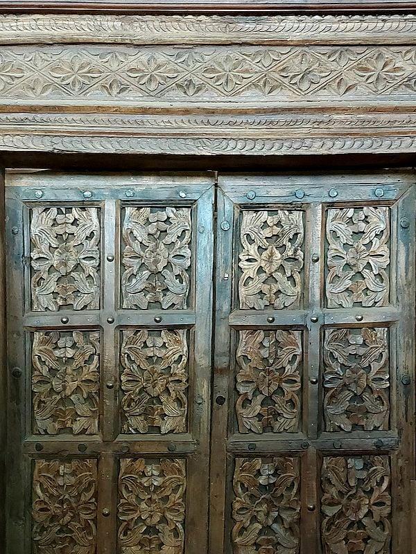 Exotic India 98" Large Indian Wood Door | From Rajasthan 