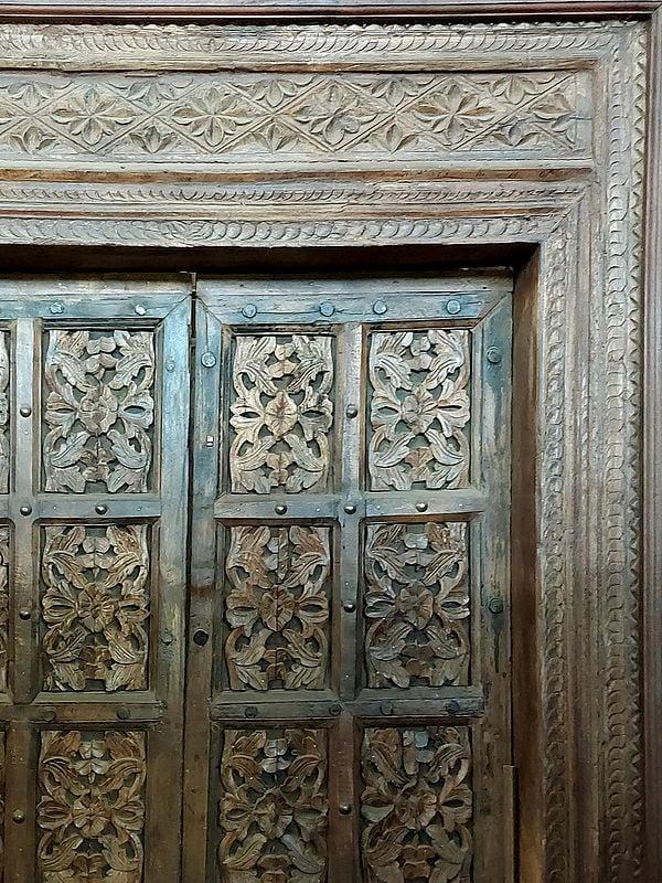 Exotic India 98" Large Indian Wood Door | From Rajasthan 