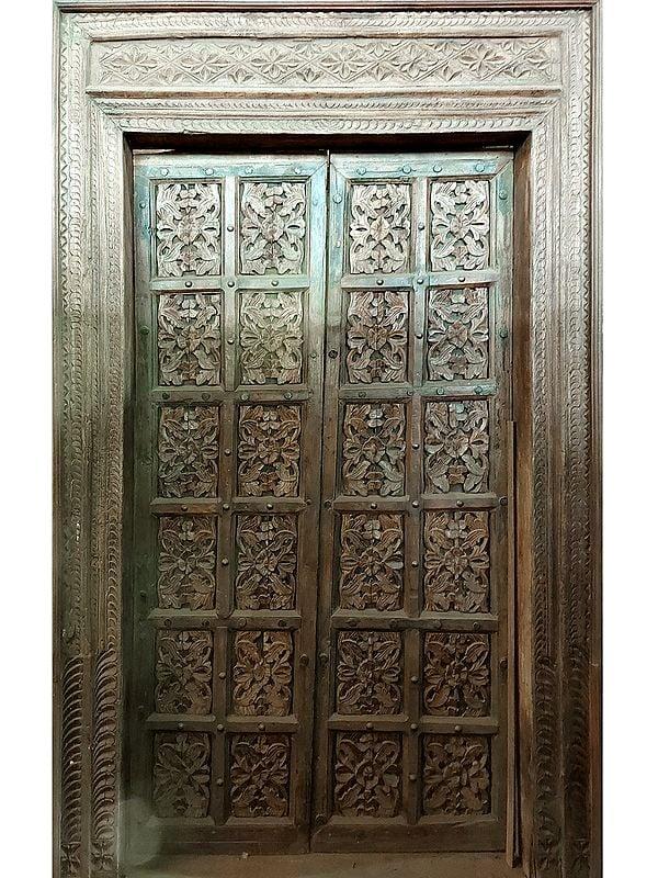 exotic india 98" Large Indian Wood Door | From Rajasthan 