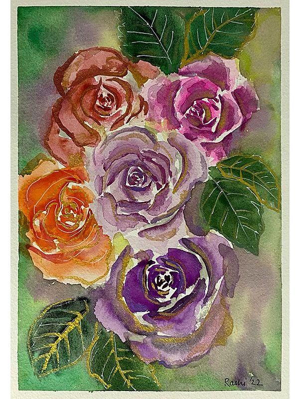 exotic india A Bunch of Roses | Painting by Rashi Agarwal 