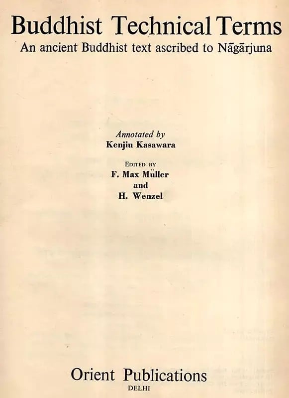 Exotic India A Dictionary Of Buddhist Technical Terms- An Ancient Buddhist Text Ascribed To Nagarjuna (An Old And Rare Book) 