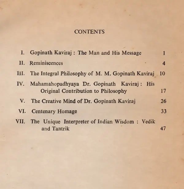 Exotic India A Great Savant Mahamahopadhyaya Gopinath Kaviraj (An Old And Rare Book) 