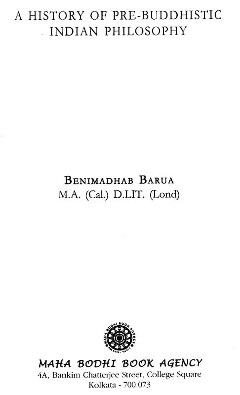 Exotic India A History Of Pre-Buddhistic Indian Philosophy 