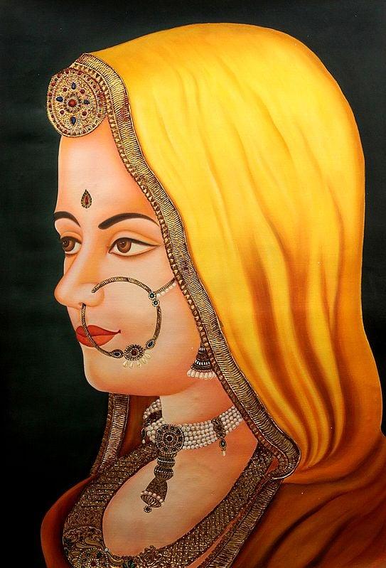exotic india A Portrait of Rajasthani Bride | Oil on Canvas 