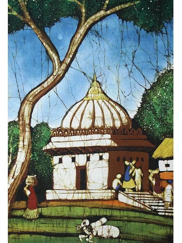 Exotic India A Typical Indian Village Scene | Batik Painting