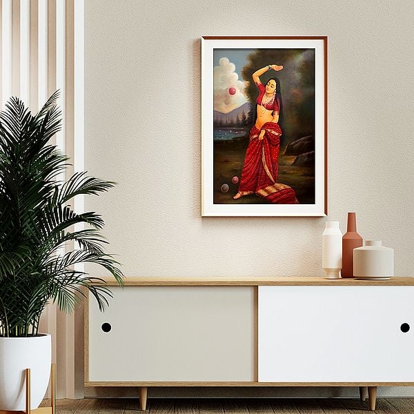 Exotic India A Young Lady Perhaps Menaka Playing With Balls